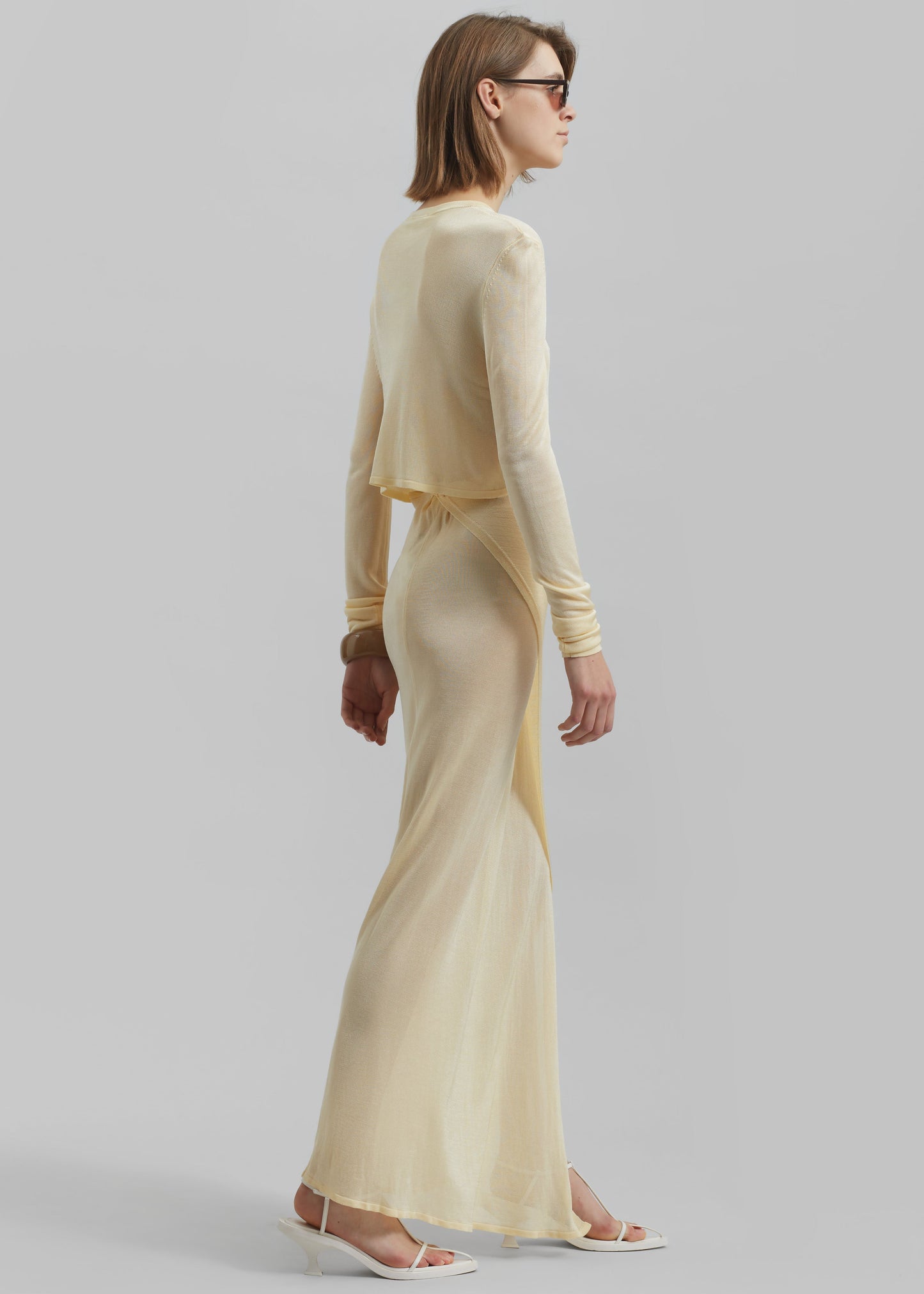 Alsen Thin Knit Wrap Skirt - Pale Yellow