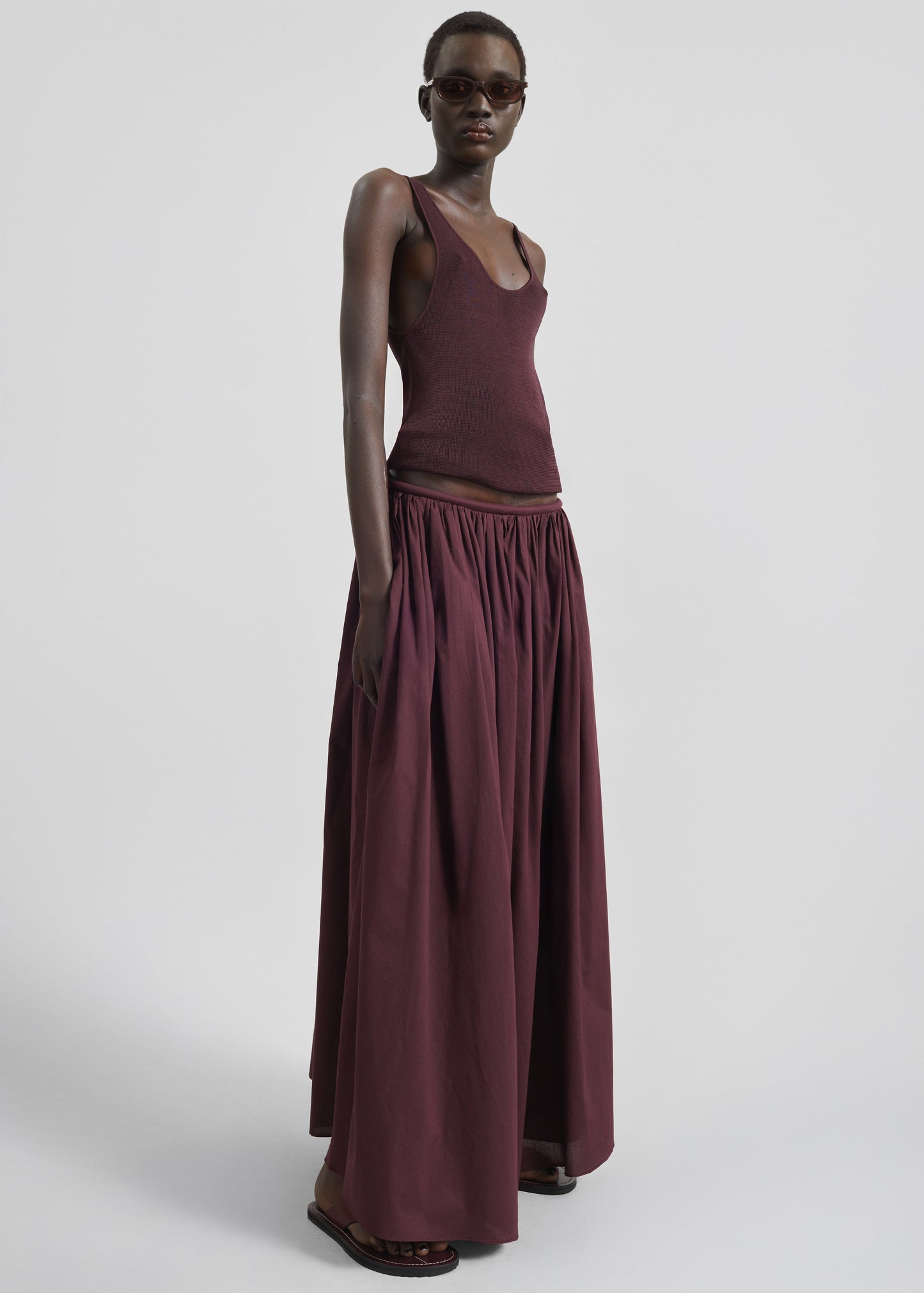 Gaeta Wide Corded Waistband Culottes - Burgundy