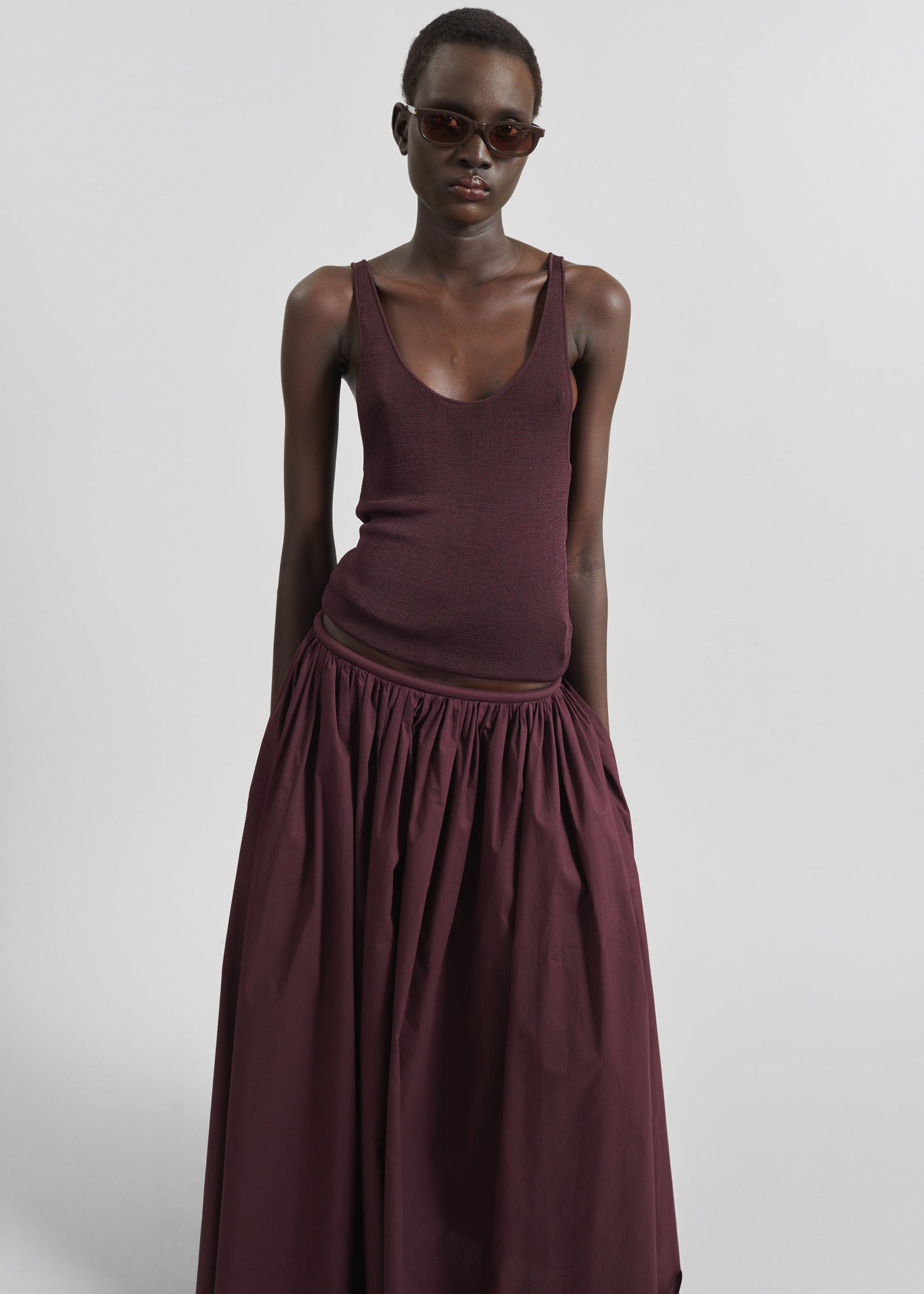 Gaeta Wide Corded Waistband Culottes - Burgundy