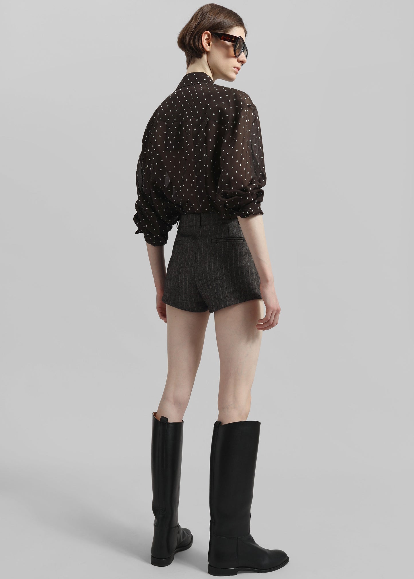 Tenby Striped Hot Pants - Brown Melange