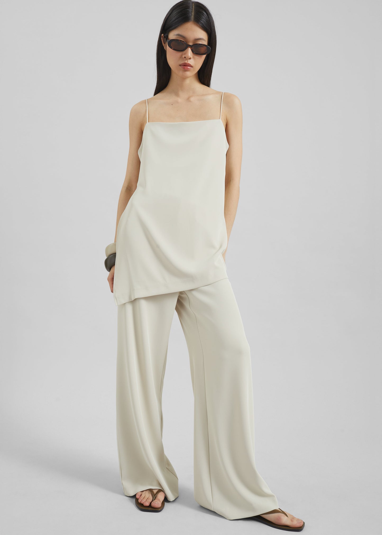 Celano Fluid Wide Pants - Light Beige