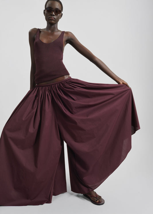 Gaeta Wide Corded Waistband Culottes - Burgundy