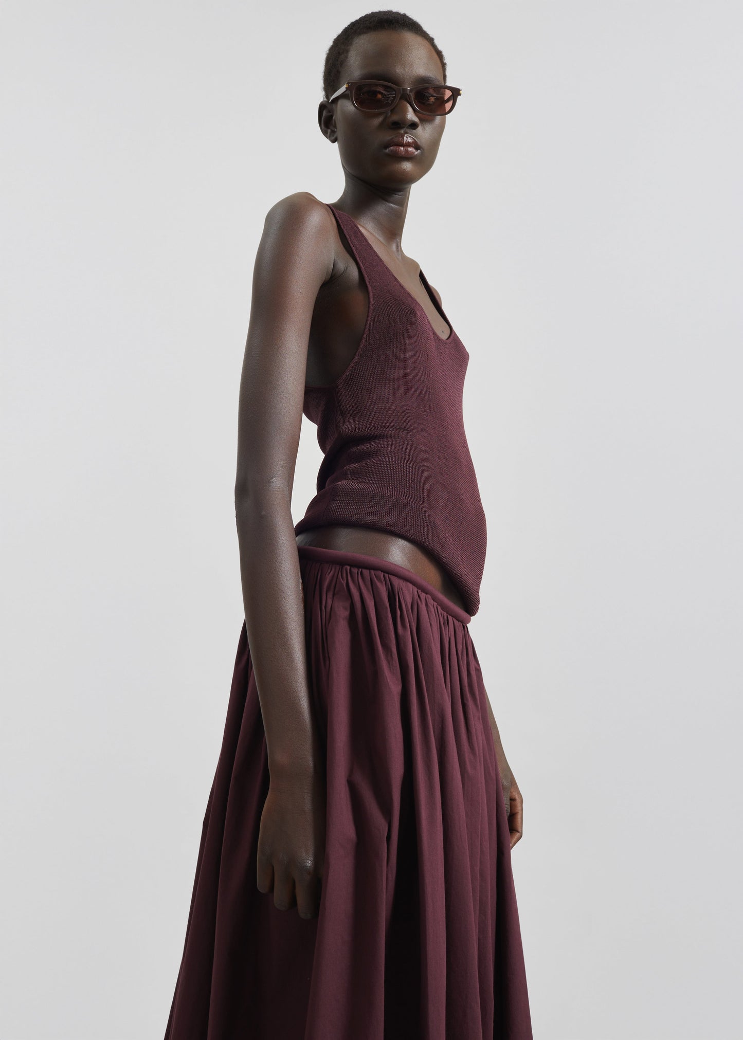Gaeta Wide Corded Waistband Culottes - Burgundy