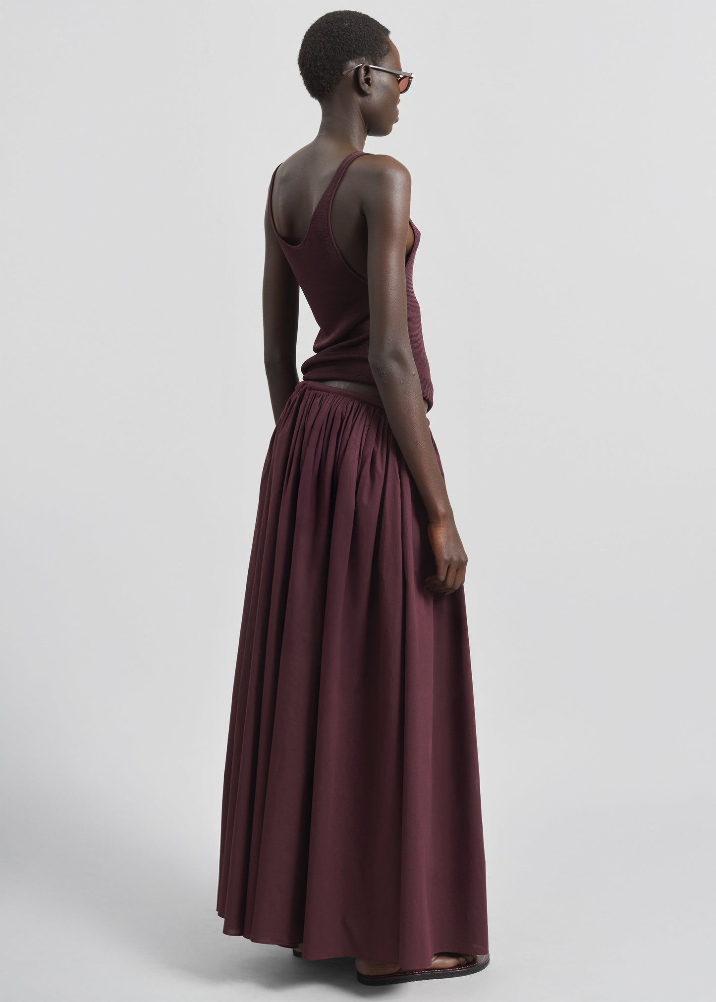 Gaeta Wide Corded Waistband Culottes - Burgundy