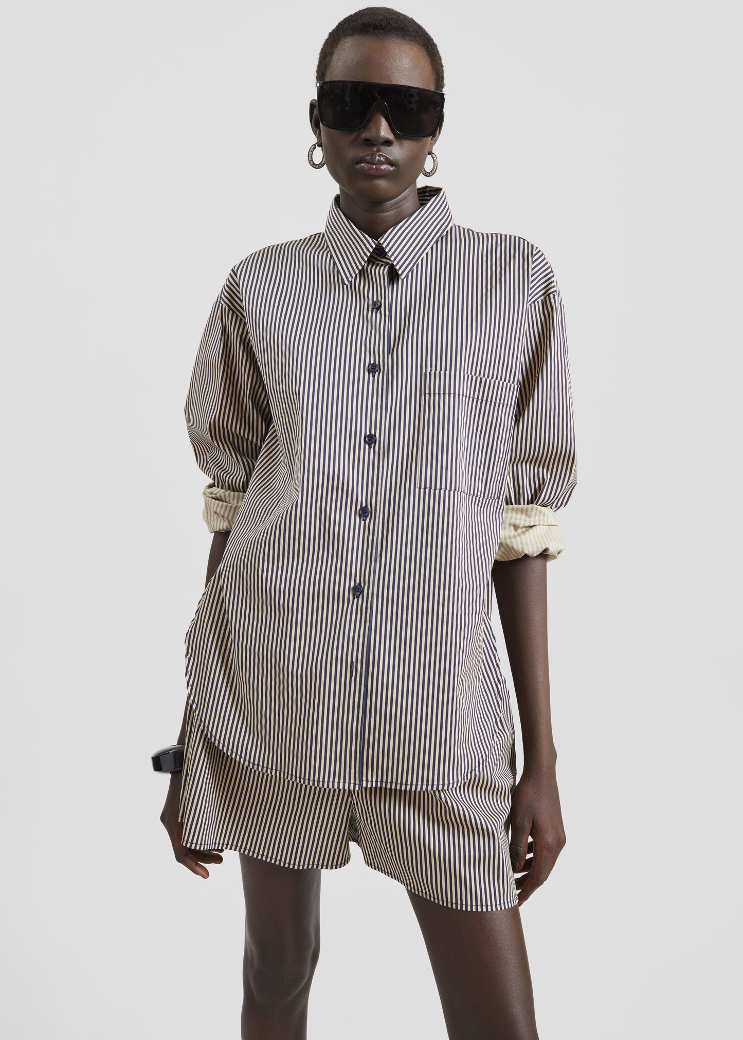 Lui Boxer Shorts - Beige/Navy Stripe